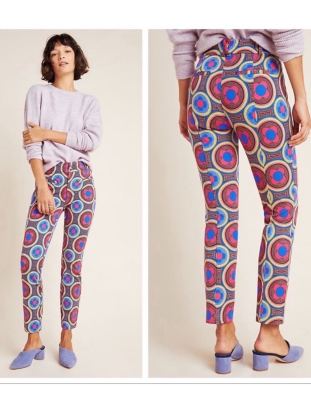 Anthropologie The Slim Essential Pant Flower Art Deco 6